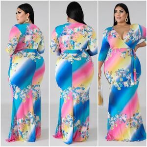 A Very Beautiful Vibrant Multicolor Floral Maxi Dress